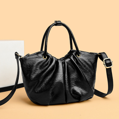 包包女包新款2026中年妈妈包斜挎包女单肩包女褶皱手提包