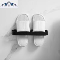 浴室拖鞋架壁挂式 黑色厕所进卫生间墙上鞋托架 免打孔放鞋收纳 三维工匠收纳层架