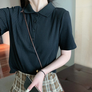 美式甜辣妹polo衫女夏季新款学生设计感修身显瘦网红纯短袖T