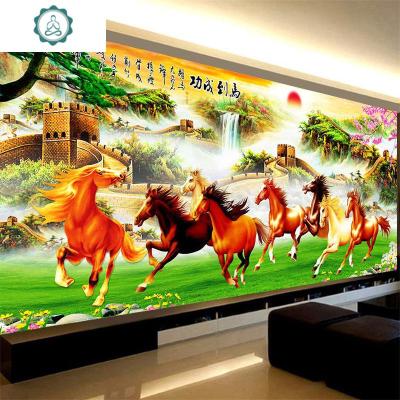 十字绣2019新款客厅家用满绣大幅马到成功八骏图自己线绣手工大气封后丝线满绣-200x80cm-送工具