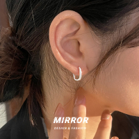 925纯银椭圆耳扣男女耳环耳饰小众设计简约O形网红气质耳圈送女朋友老婆情人节七夕生日礼物