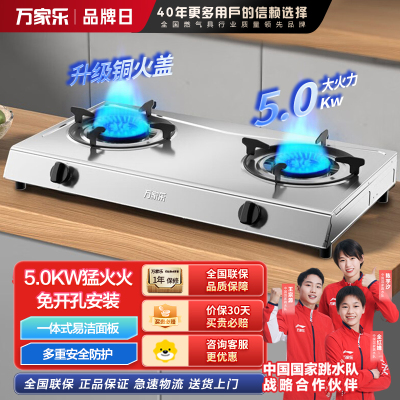 万家乐燃气灶具 5.0kW大火力液化气灶 不锈钢台灶煤气灶双灶具 家用台式燃气灶具JZY-ITB91液化气