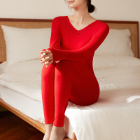 结婚红色秋衣秋裤无缝美体修身本命年保暖内衣女士保暖套装打底衣