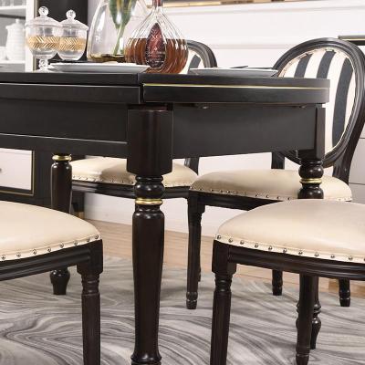 轻奢实木餐桌椅组合美式家具伸缩折叠可变圆桌餐桌家用小户型饭桌