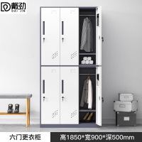 戴劲钢制拆装更衣柜铁皮衣柜宿舍车间多门衣柜办公室储物柜灰白六门