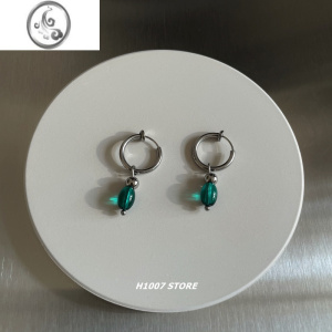 JiMi国风小众设计感玉石钛钢男耳夹款无需耳洞欧美耳环中性风格耳钉女