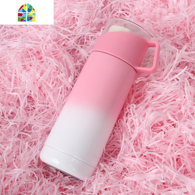 渐变色保温杯女便携学生韩版清新文艺大容量不锈钢茶杯儿童水杯子 FENGHOU 炫彩子[西瓜]