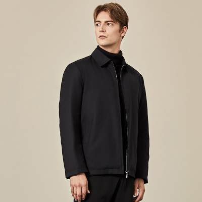 坦博尔男士短款商务100%羊毛羽绒服男设计师款派克服鹅绒外套