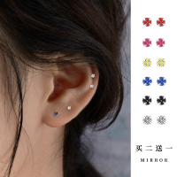 925纯银耳钉女睡觉不用摘迷你超小彩色耳棒简约养耳洞送女朋友老婆情人节七夕生日礼物