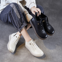 秋季新款真皮软底软面平底短靴女舒适单靴牛筋底休闲马丁靴子