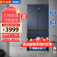 海尔(Haier)BCD-467WGHTDEDB9十字开门冰箱 467升容量 一级能效 双变频 母婴空间嵌入式冰箱星石蓝