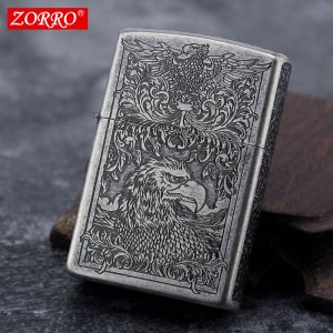 zorro佐罗煤油打火机 铜壳煤油 五面手工复古 个性创意防风火机送礼男