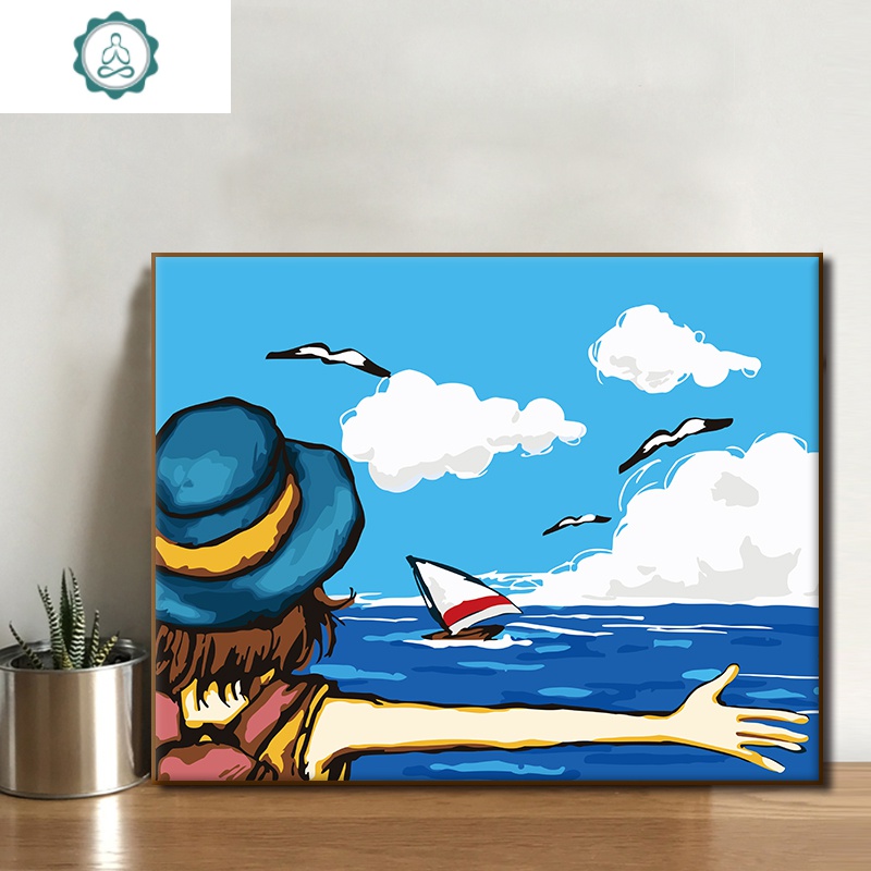 hou)diy数字油画油彩画客厅卡通动漫大幅填色手绘装饰画3 拥抱自由 60