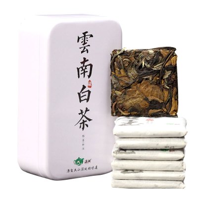 滇湘2018年云南老树白茶柔甜小方砖茶叶7g*8片铁盒装