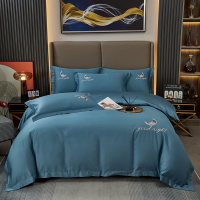 汉司家纺 220*240 60S长绒棉绣花夜之梦款床上四件套 (计价单位:套) 宾利蓝 不易褪色 不易起球 耐洗耐用