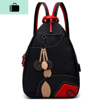 新款ins超火大容量民族风胸包女拼接撞色双肩包百搭多功能手提包NEW LAKE 图