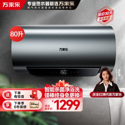万家乐 80升电热水器80L家用 3200W大功率速热 一级能效 安全无电洗 智能抑菌 WIFI远程遥控D80-FW5