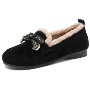 复古毛毛棉鞋女25秋冬加绒女懒人一脚蹬软底豆豆鞋外穿保暖女棉鞋