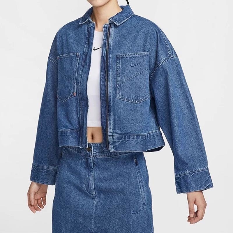 NIKE耐克外套休闲舒适女装牛仔夹克HQ1471-441 D