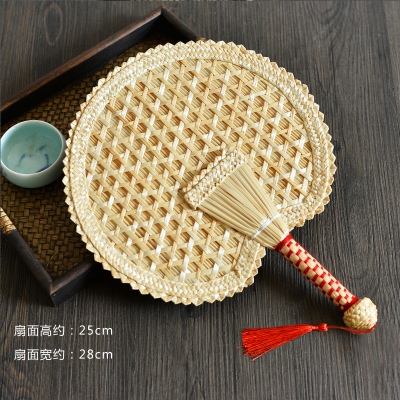 制作麦秆编织麦杆大蒲扇闪电客手摇扇手工宝宝扇子纳凉椭圆形