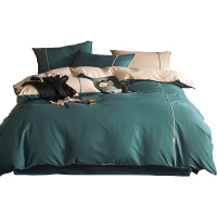 美帮汇被套四件套全棉全棉 简约大气美式长绒棉被套男士 欧美风1.8m床套