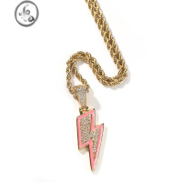 JiMi夜光个性闪电吊坠简约潮ins风情侣铜镶锆石嘻哈温感珐琅抖音项链