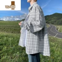 YANXU日系cityboy外套男2023年感潮牌千鸟格长袖衬衫式夹克