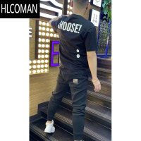 HLCOMANt恤短袖男笑脸印花圆领修身帅气个性休闲痞帅打底衫