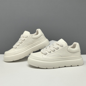 男生头层牛皮厚底百搭饼干鞋男款潮鞋欧洲站男鞋透气板鞋休闲鞋男