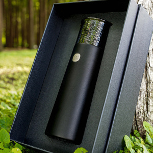 焖大师时光印记随行杯SG500户外旅行茶水分离机械温显保温杯 黑色