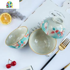 韩式创意陶瓷碗釉中彩好看的吃饭碗小汤碗餐具6个装可微波餐具碗 FENGHOU 浪漫满屋5英寸直口碗6个装