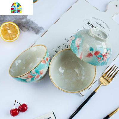 韩式创意陶瓷碗釉中彩好看的吃饭碗小汤碗餐具6个装可微波餐具碗 FENGHOU 浪漫满屋5英寸直口碗6个装