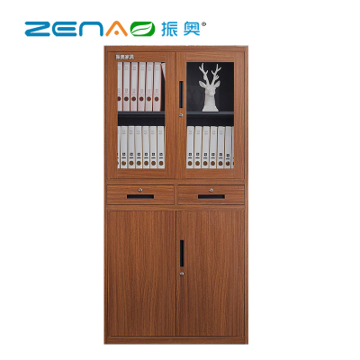 振奥 转印钢制文件柜加厚办公室资料柜胡桃仿木纹/台(深胡桃通体二斗器械柜)