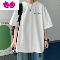七斓短袖T恤男夏季宽松港风休闲半袖衣服2023新款潮流潮牌ins体恤