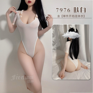 霏慕女式情趣睡衣透明连体衣情趣内衣性感透视开档连体水手服7976