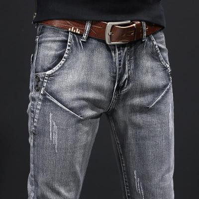 仙依琦2021夏季新款牛仔裤男韩版潮流修身中腰小脚直筒弹力青年百搭休闲长裤子