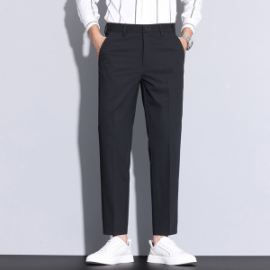 秋冬款西裤男9分裤 纽扣中腰宽松弹力百搭时尚简约新款男士休闲裤