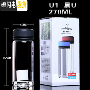 三维工匠男士单层玻璃杯茶杯大容量加厚无色透明水杯 高硼硅玻璃茶杯