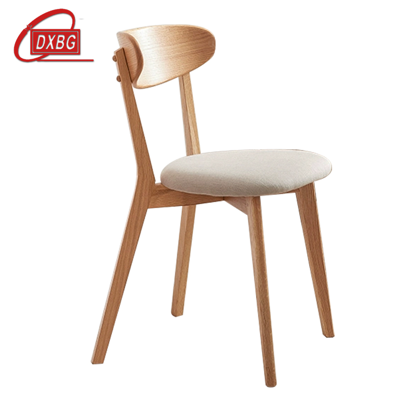DXBG餐椅简约现代休闲书桌椅餐桌凳子橡木靠背椅浅灰色软包