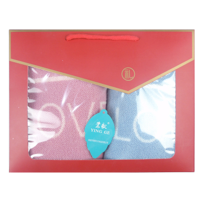 莺歌 A类纯棉多色毛巾两条装75*35(±2)cm*2(颜色随机) 盒