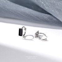 S925纯银黑方块耳扣耳环韩系网红气质轻奢感小众设计耳环耳饰代发送女朋友老婆情人节七夕生日礼物