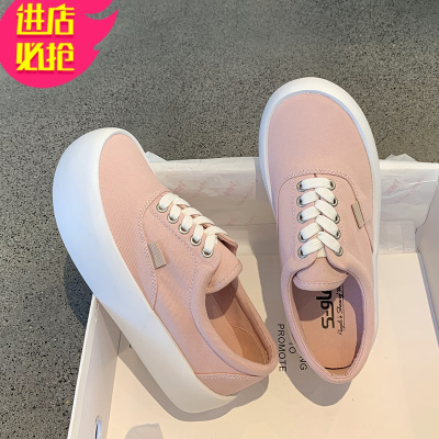 金三志S-GIRL彩色大头面包鞋女ins潮2021新款厚底可爱韩版ulzzang帆布鞋帆布鞋