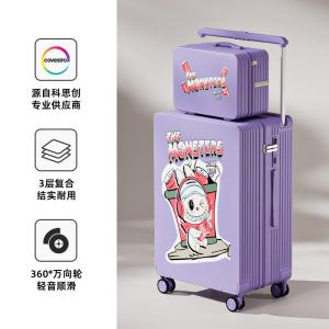 子母箱碳纤维宽拉杆行李箱印花24寸登机密码箱旅行箱定制图案logo