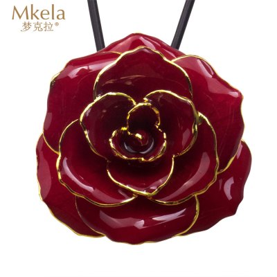 梦克拉 鲜玫瑰花吊坠胸针两用 甜美可爱设计 高级感 女士花型项链 送恋人佳选