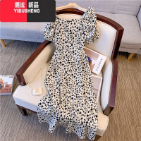 YIBUSHENG法式方领碎花连衣裙季高级感气质收腰宽松2024新款中长款茶歇裙