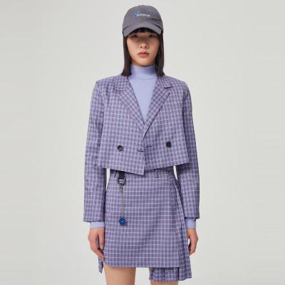 [1件5折价:139.5]美特斯邦威格子小西装外套女新款春季时尚短箱型质感女士西服