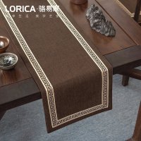 家柏饰(CORATED)美式桌旗新中式禅意茶旗布现代简约茶几餐桌北欧电视柜布床旗定制 福延年-咖色(平角款) 定制专拍
