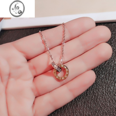 JiMi钛钢项链女不掉色网红锁骨链2023年新款潮小众设计感罗马数字颈链