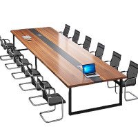 铭威盾会议桌长桌简约现代工作台会议室长条桌办公桌椅组合3.5*1.4(米)带12椅