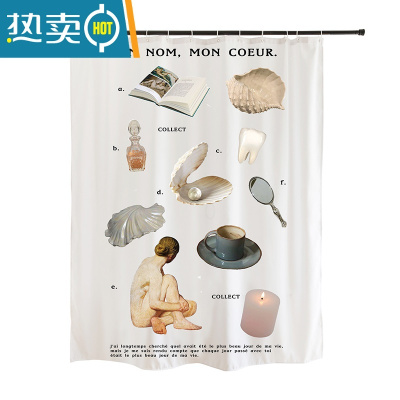 敬平免打孔浴帘浴室防水布淋浴洗澡卫生间窗帘ins风隔断帘帘子